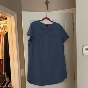 Blue Short Sleeve Boxy Mini Dress